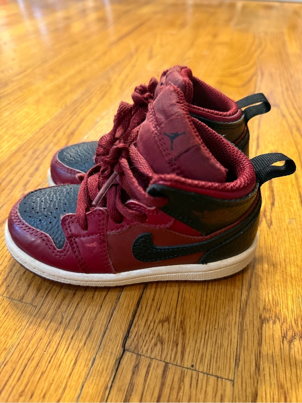 Nike Kids Burgundy and Black High-Top Sneakers